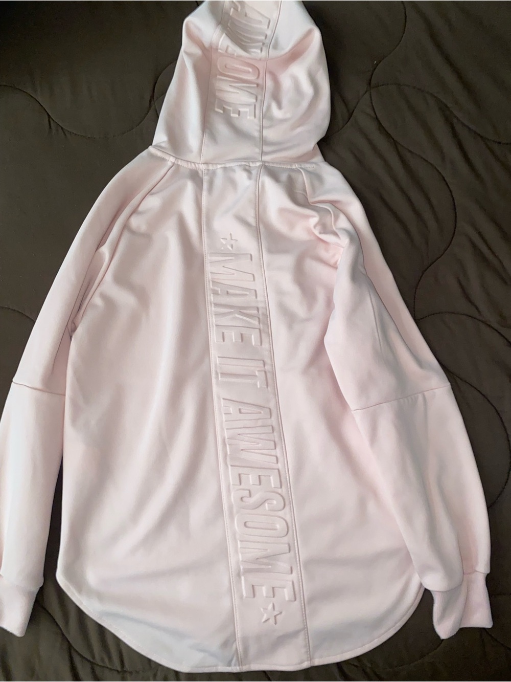 Zara Light Pink Hooded Sweatshirt with Embossed 'Make It Awesome'
